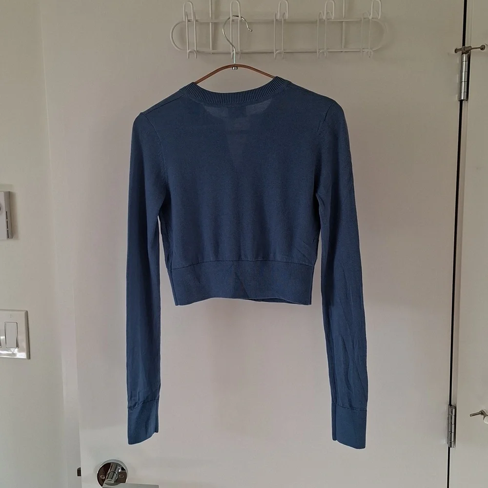 Sunday Best Sky/Cornflower Blue Silk, Cotton & Cashmere Cardigan (Size XXS) - Picture 6 of 7